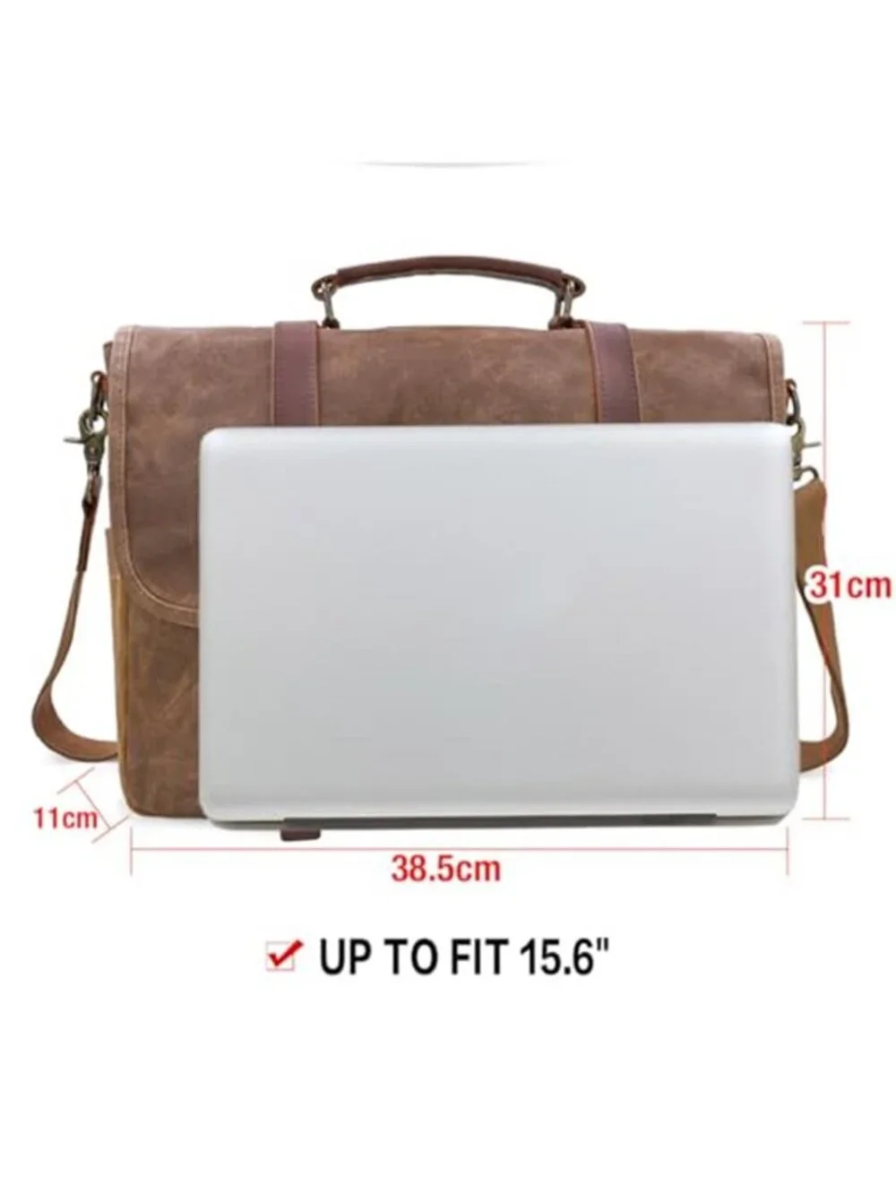 Mens Messenger Bag Leather Waxed Canvas Laptop Briefcase Crossbody Satchel